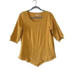 Soft Surroundings 3/4 Sleeve Top Size Medium Top Dark Yellow